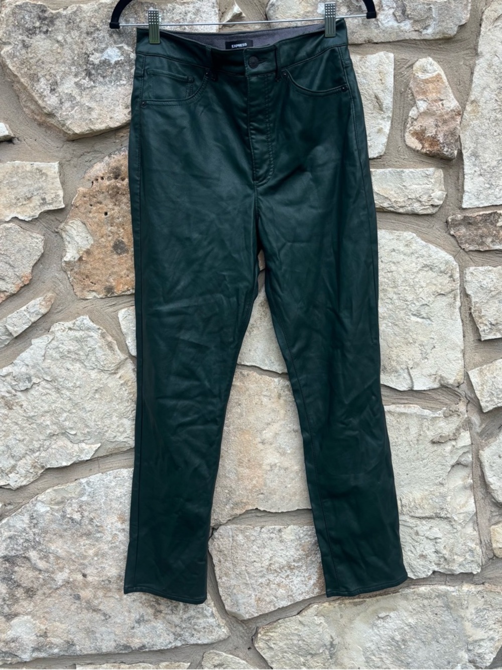 green Express coated faux leather pants size 4